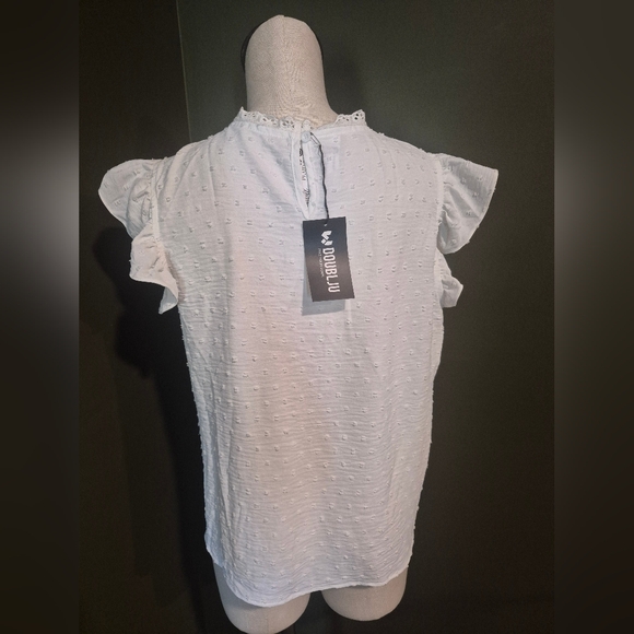 White Ruffle Sleeve Top - Picture 3 of 4
